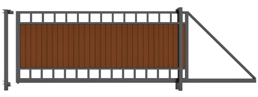 откатные ворота для дома с комбинированным полотном