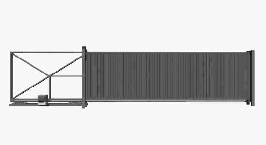 Откатные промышленные ворота с профнастилом